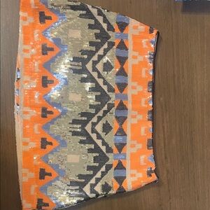 Nasty Gal Orange, Gold & Black Sequin Mini Skirt